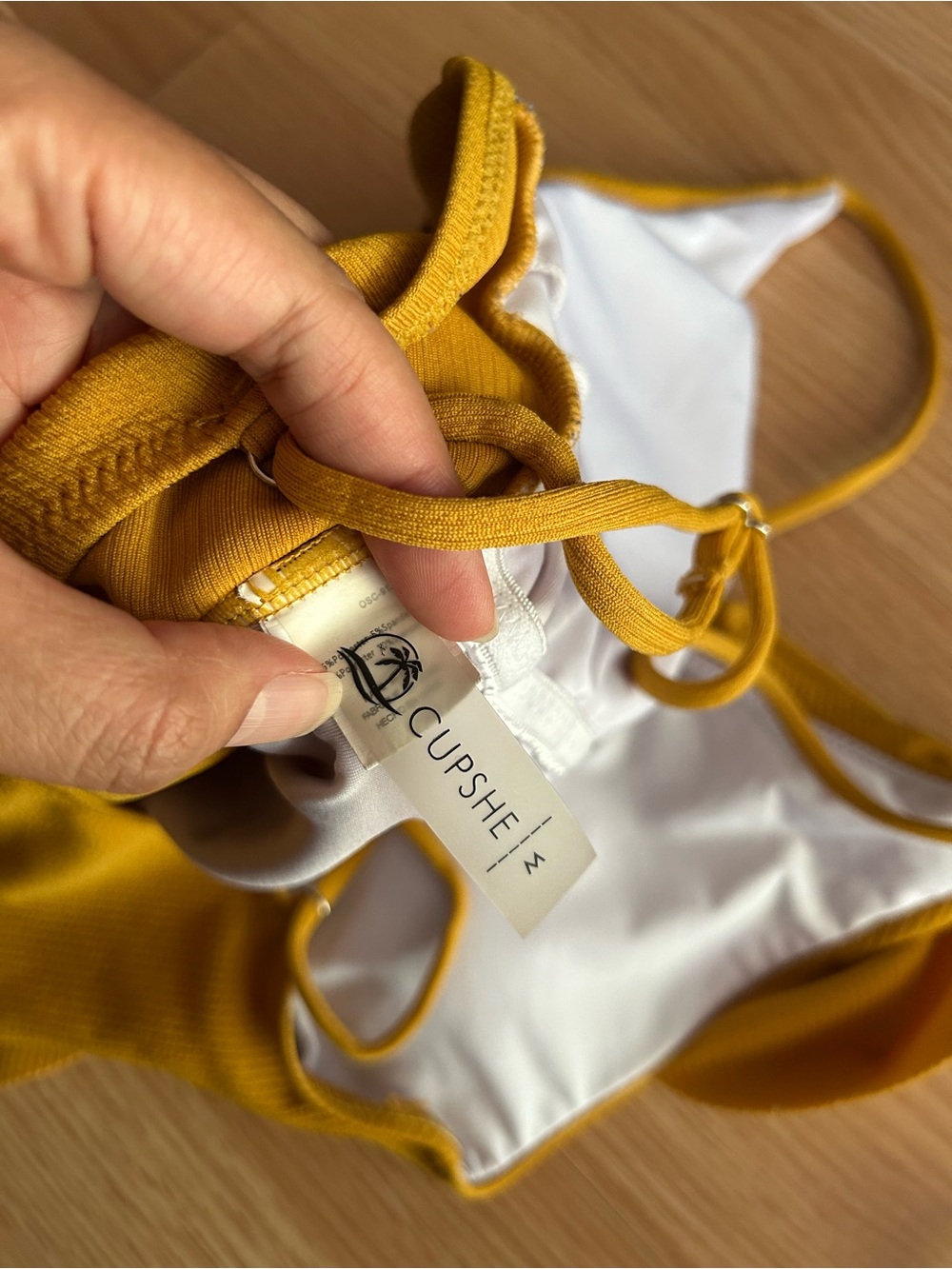 Cupshe Yellow Ruffle Ribbed One Piece Bikini Medium - Picture 4 of 9